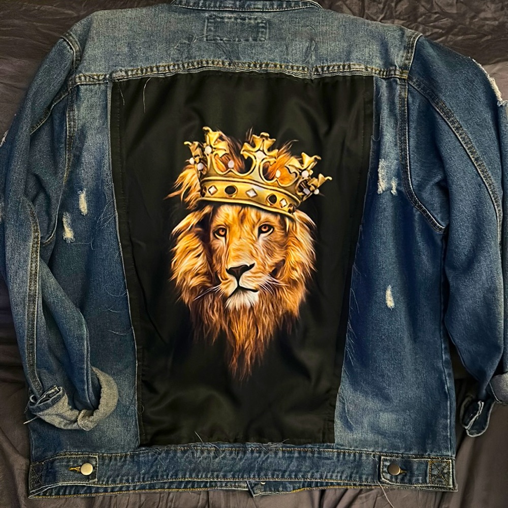 Custom Made Lion Jean Jacket